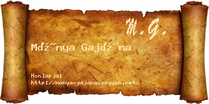 Mánya Gajána névjegykártya